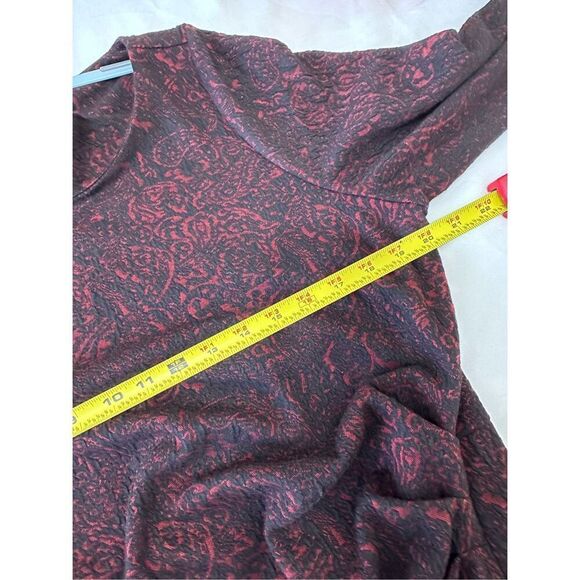 NWT Talbots 3/4 Sleeve Floral Pattern Dress Sz 1X Red Black Ruched Office Party - Picture 5 of 9